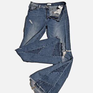 Altar’d State Women's Sz 31 Patchwork Flare Distressed Retro Ripped Bell Bottoms